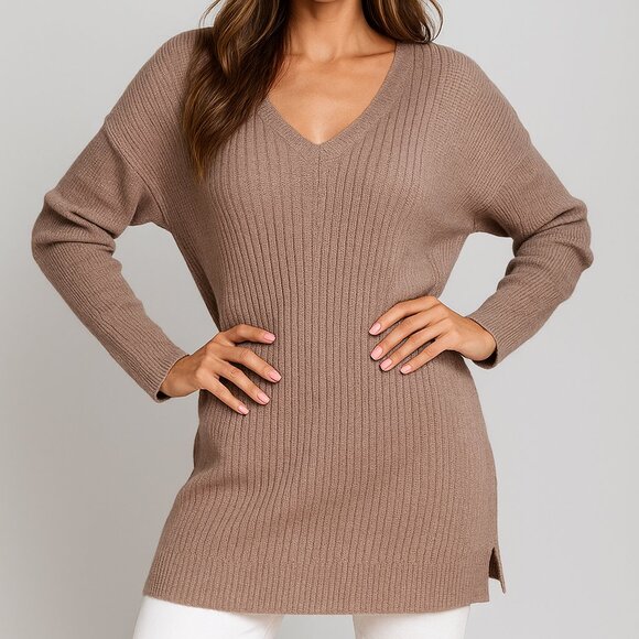 LOFT MOCHA WAFFLE KNIT OVERSIZED CASUAL COMFY COZYCHIC SWEATER SIZE: XL NEW - Picture 1 of 4